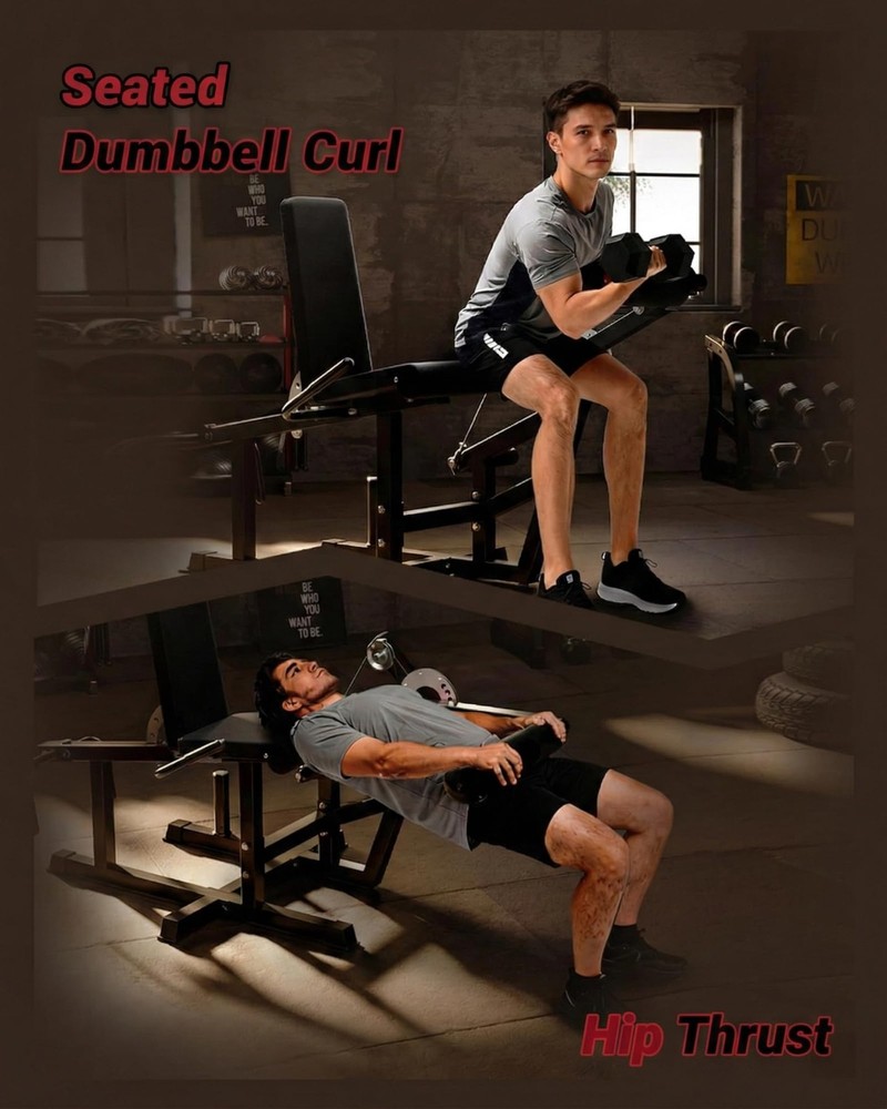 Multi-Functional Leg Developer Weight Bench 12-Position Adj, 700LBS for Home Gym