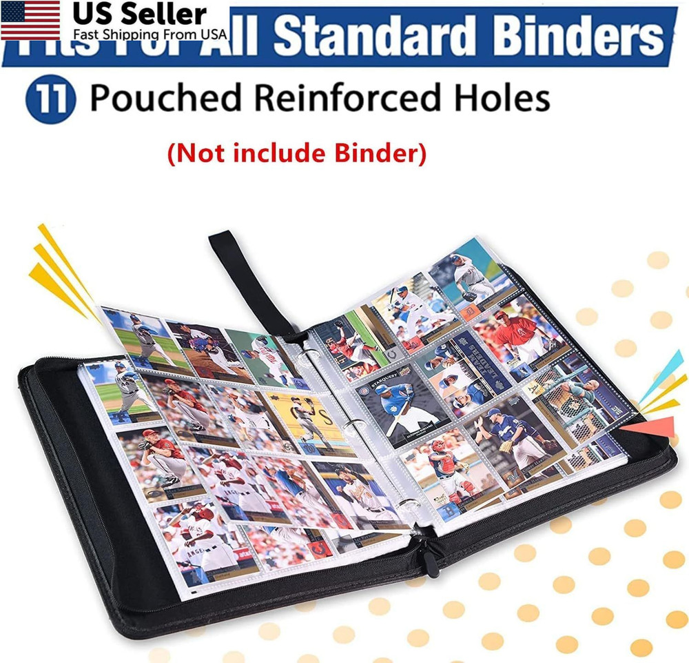 1800 Pockets Card Sleeves Binder Sheets, Double-Sided 100 PCS, Transparent