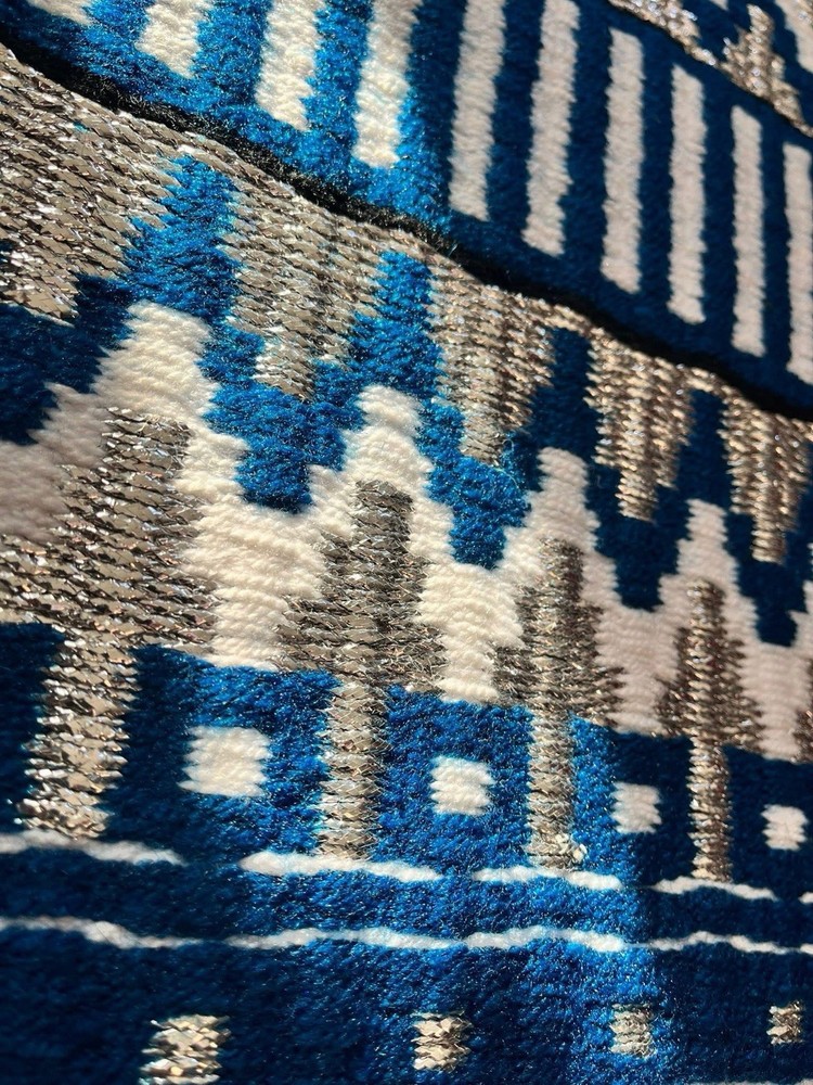 Blue Silver Black&white western Show wool saddle blanket Oversized 34*42