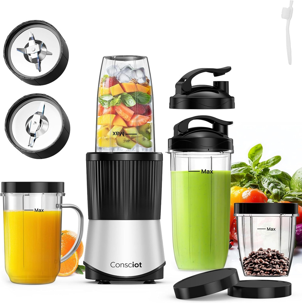 CB08 16-Piece Blender & Grinder Combo for Kitchen and Personal Size, Blend Shake
