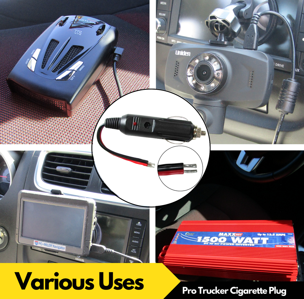Pro Trucker 12V Replacement Cigarette Lighter Plug Power Adapter w/ LED Light