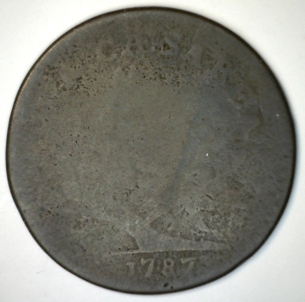 1787 New Jersey Colonial Copper Large Planchet Coin Worn