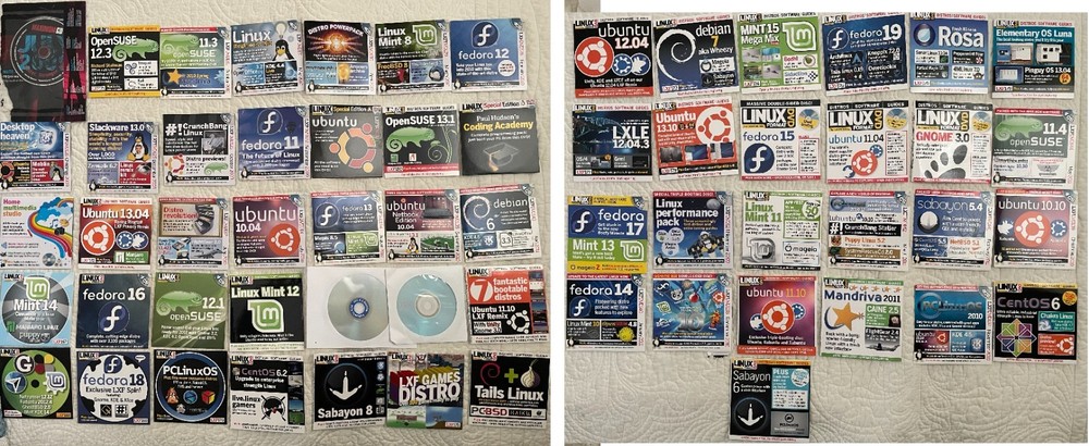 Collection of 60 DVDs of Linux Format Magazine programs circa 2009-2011.  CD
