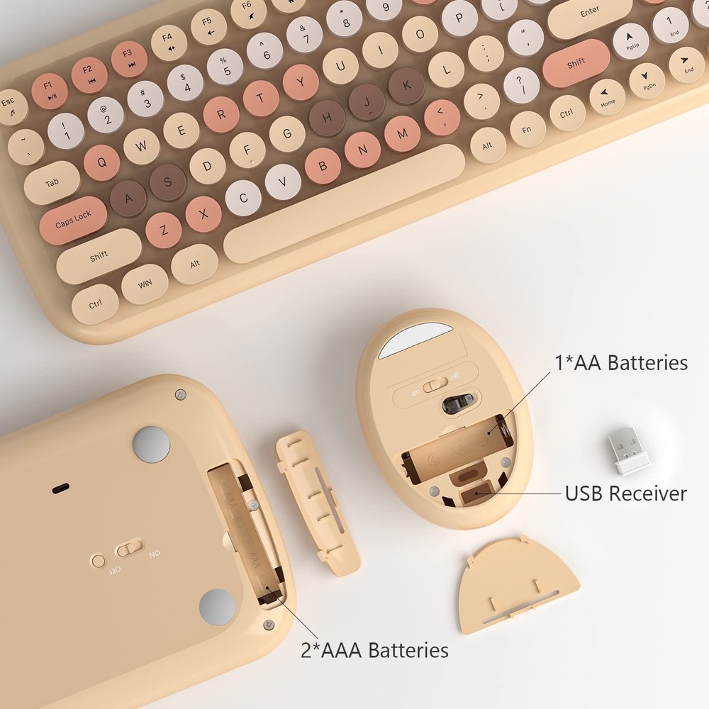 Wireless Keyboard and Mouse Combo, - Modern Compact Layout, Colorful Compact ...