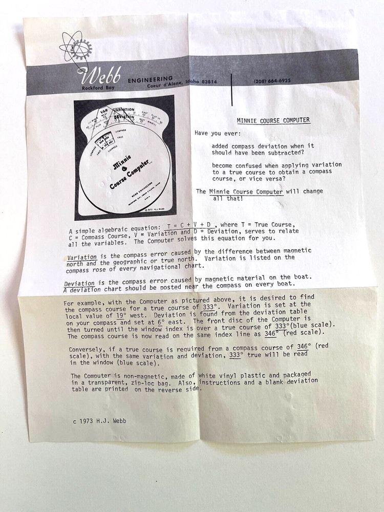 Minnie Course Computer to Calculate Variation and Deviation