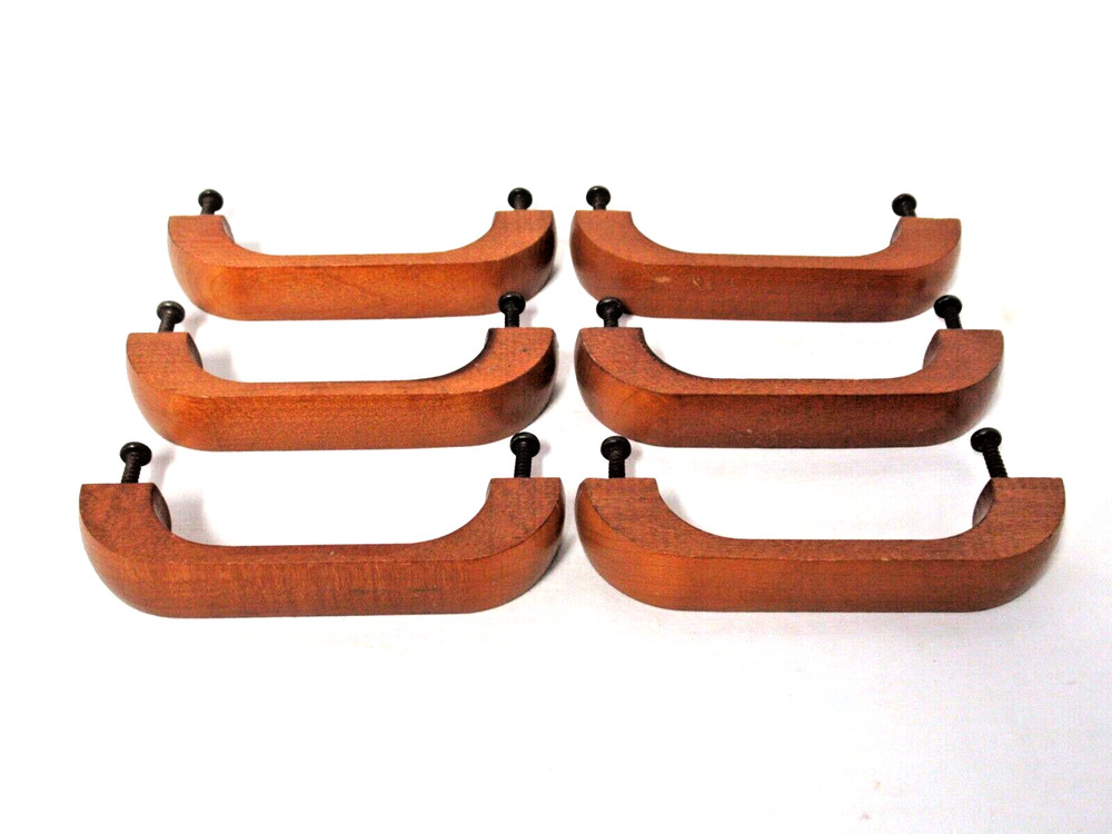 SET 6 MAPLE WOOD DESK OR DRAWER PULLS 3 3/4" CENTERS
