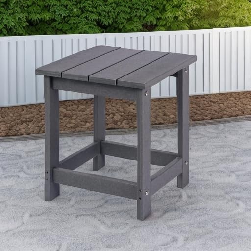 Adirondack Square Outdoor Side Table for Patio, Pool a:Square Table Grey