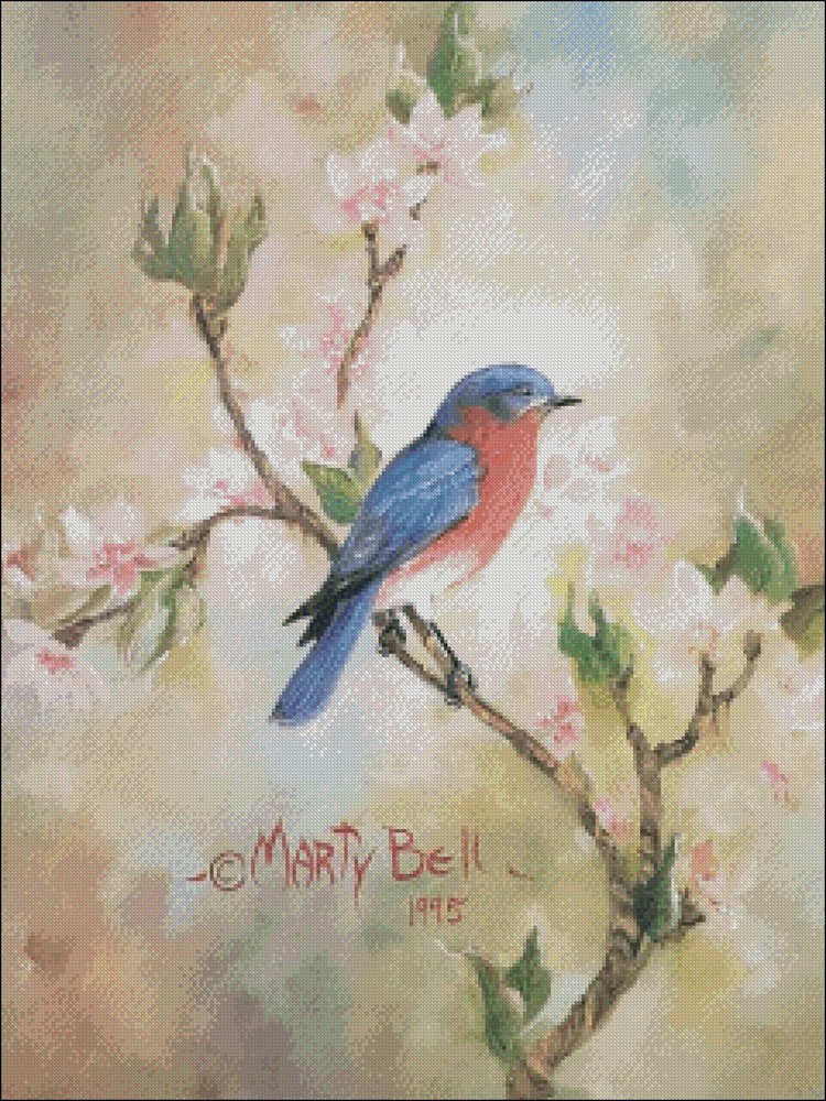 The Bluebird - Chart Counted Cross Stitch Patterns Needlework DIY DMC Color