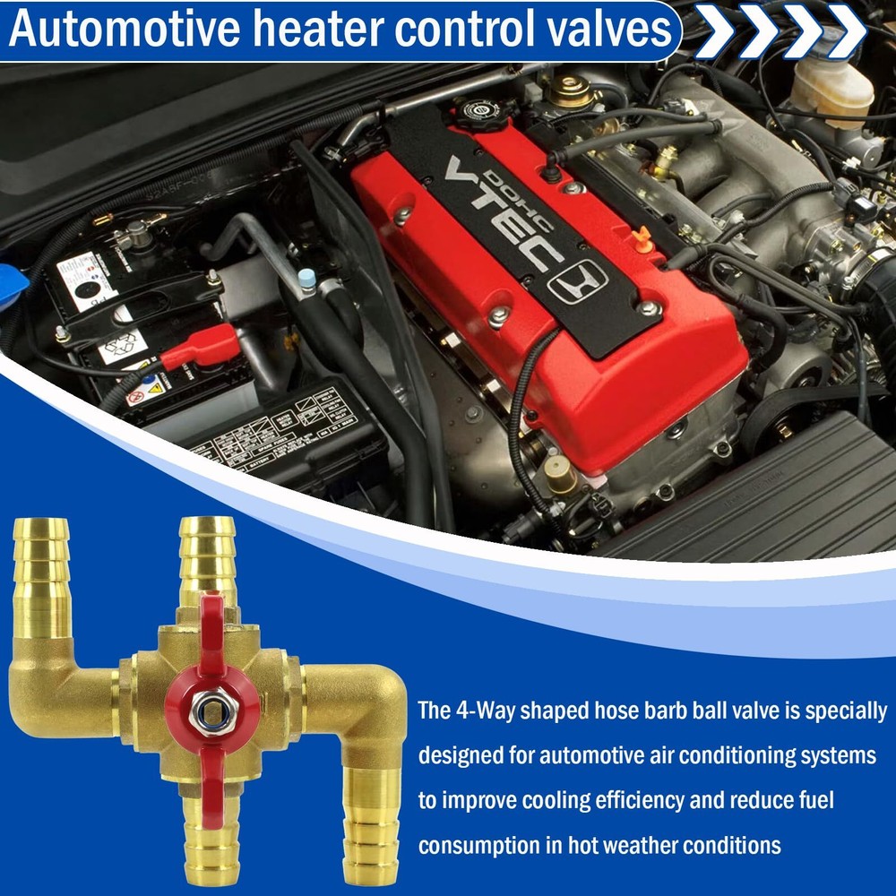 Heater Core Bypass Valve 4-Way Solid Brass Automobile Integrated Manual