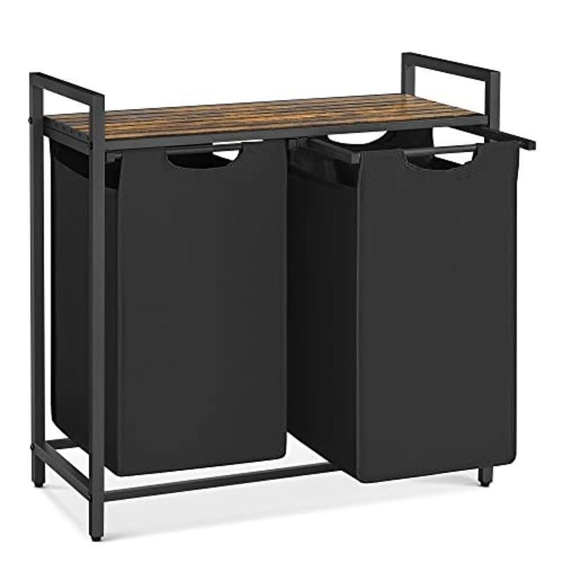 Laundry Sorter W/ 2 Pull-Out Liners Removable Shelf 24.2 Gallons Capacity New