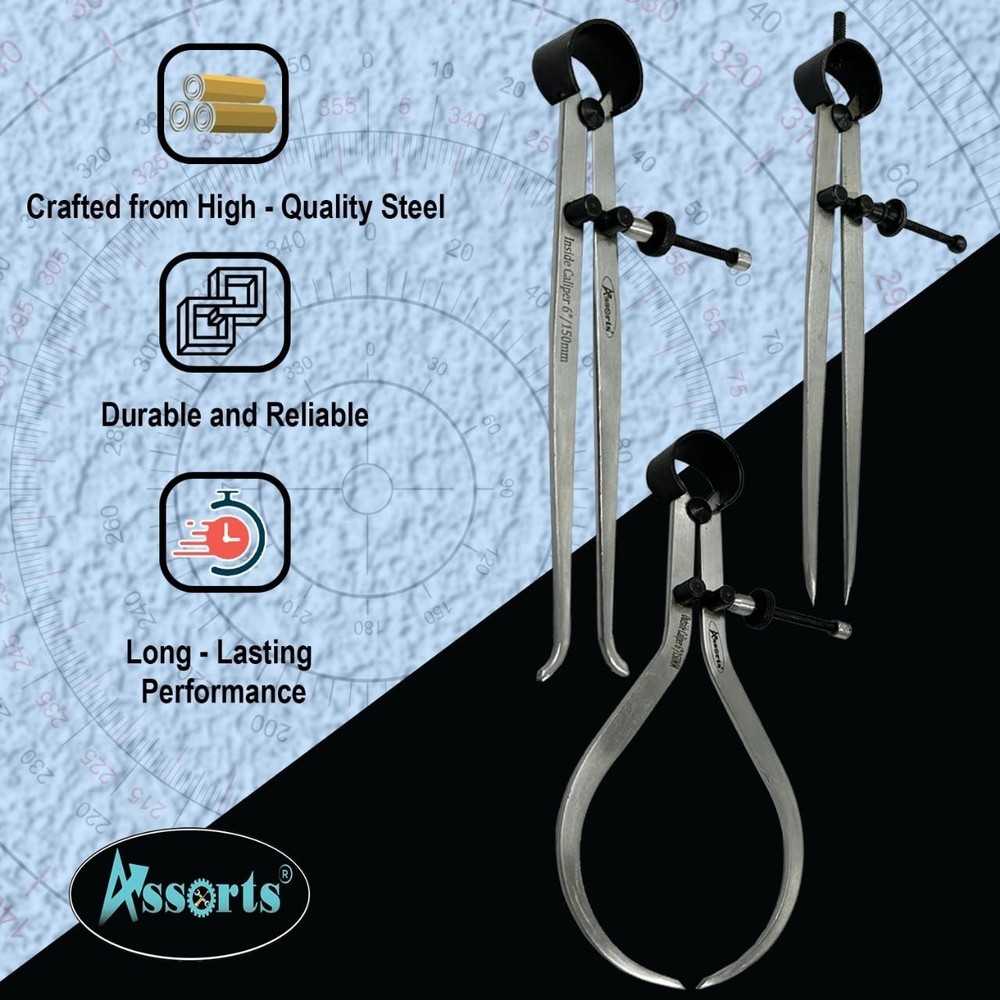 Assorts 3-Pc Spring Caliper Set 6″ (150 mm) – Inside, Outside & Divider