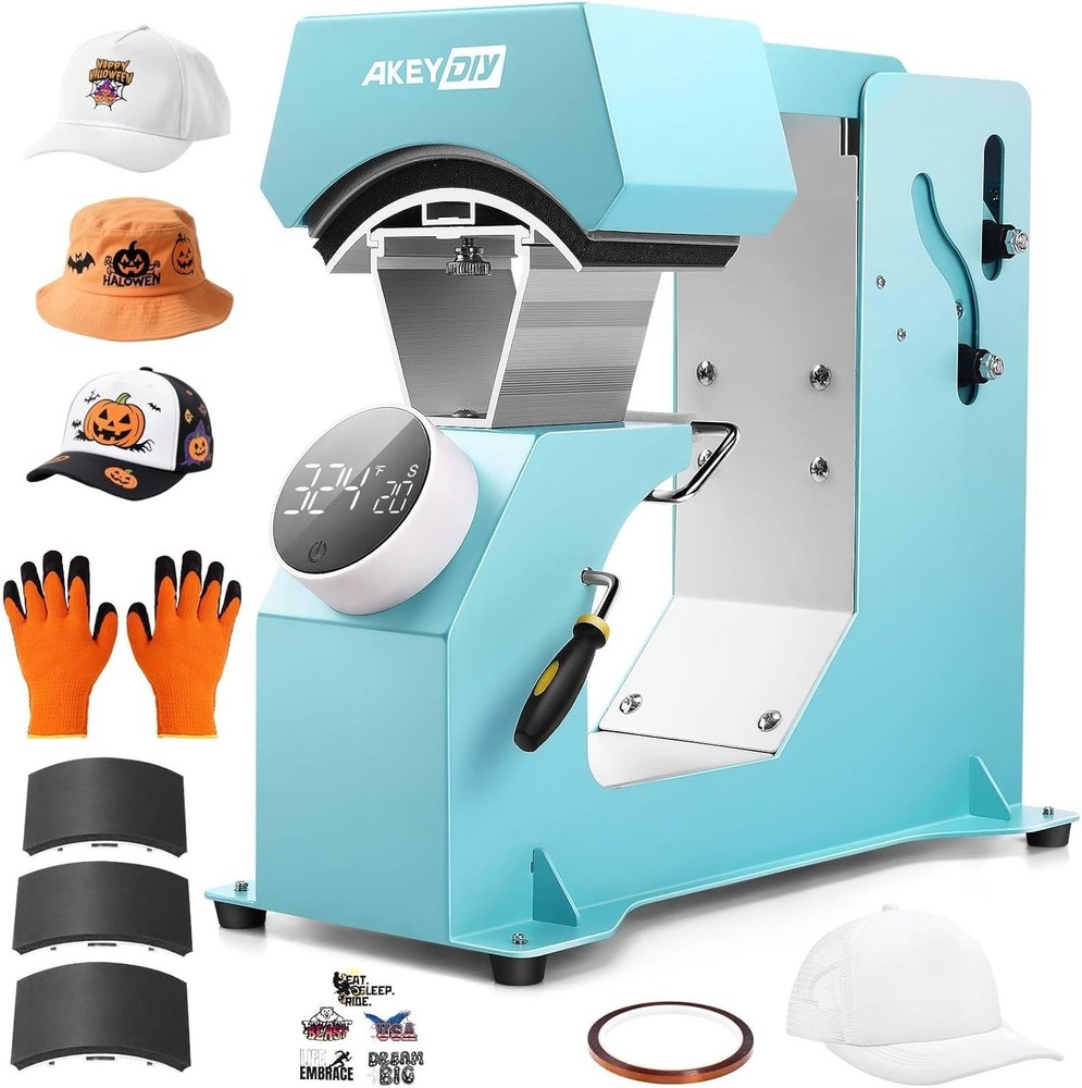 Famous Cap Heat Press Machine, Hat Heat Press with 3pcs Replaceable Heating USA