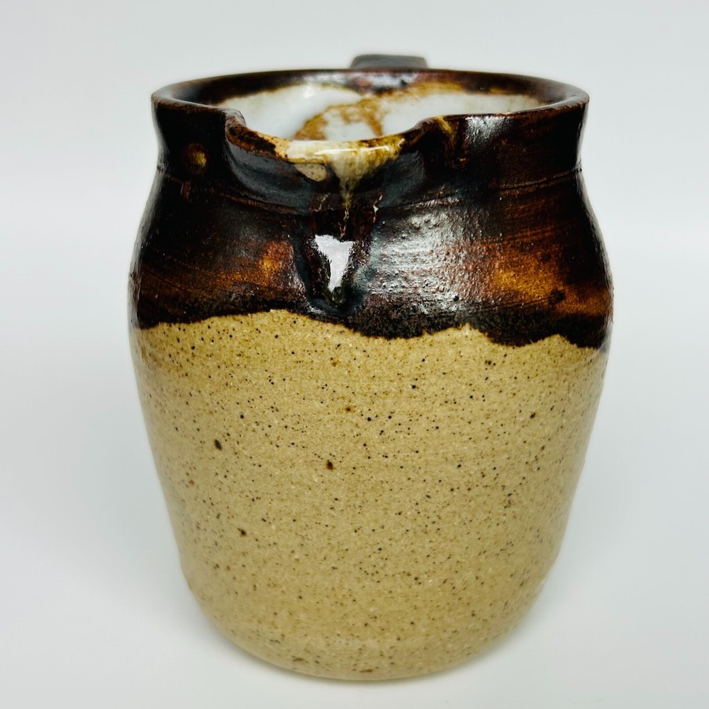 Speckled Glazed Stoneware Art Pottery Pitcher 4.25"