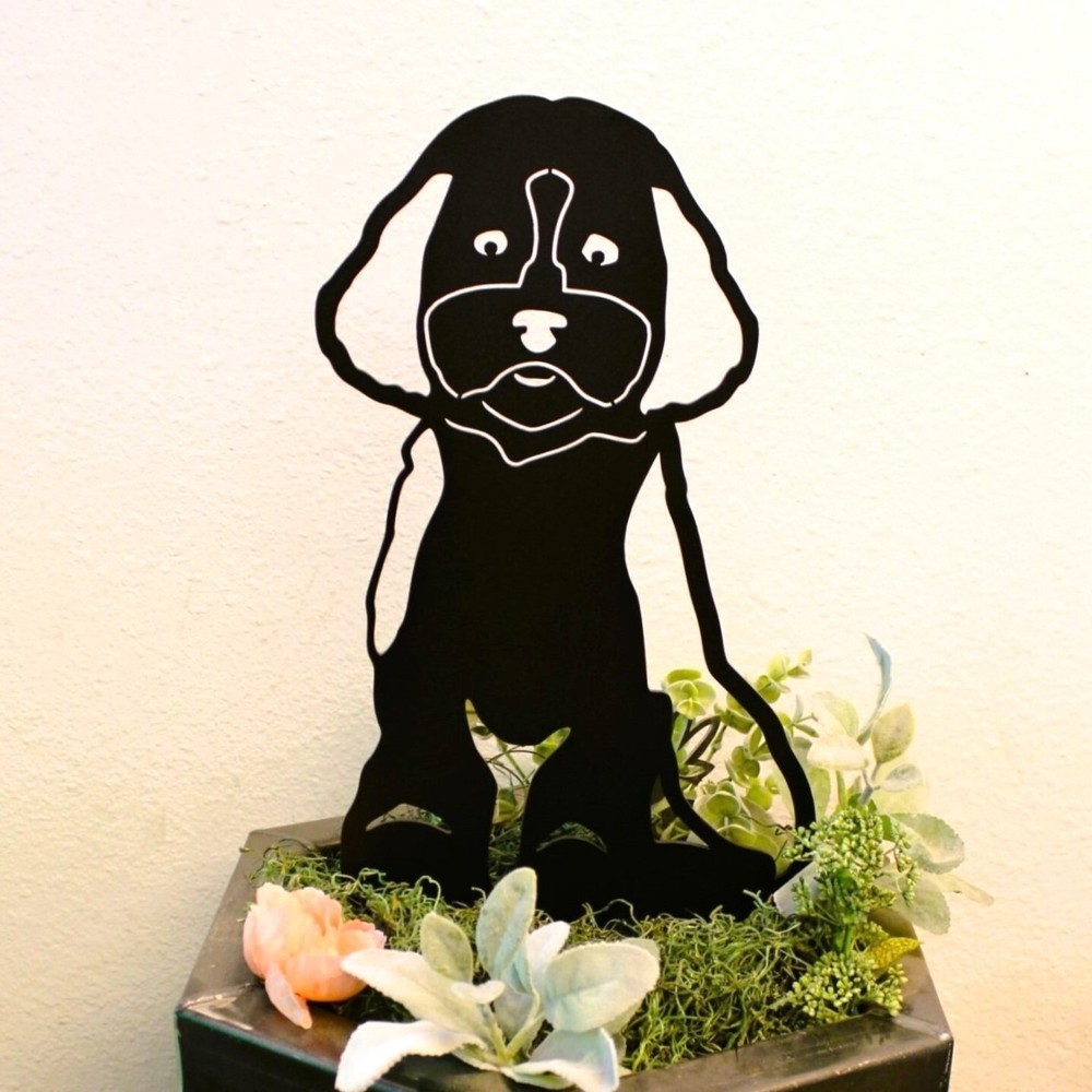 Cavapoo Black Metal Dog Silhouette