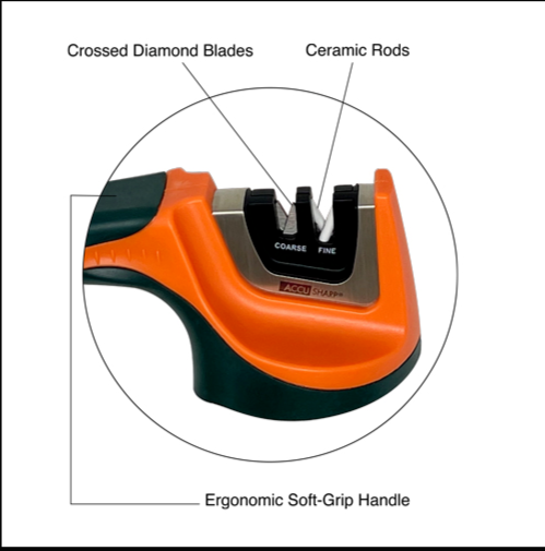 AccuSharp Pull-Through Knife Sharpener, Fine & Coarse, Orange / Green - 039C