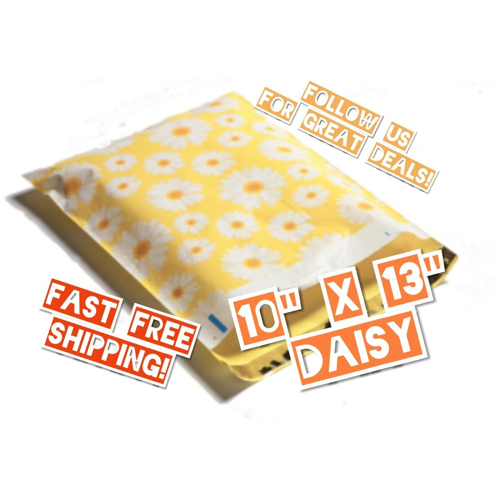 uPaknShip 10x13 Daisy Designer Poly Mailers - Shipping Envelopes