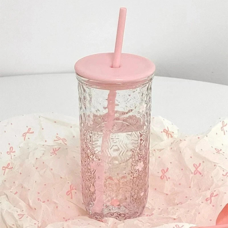 Starbucks 2026 China Spring Sakura Cute Pets Series Triangular glass straw cup