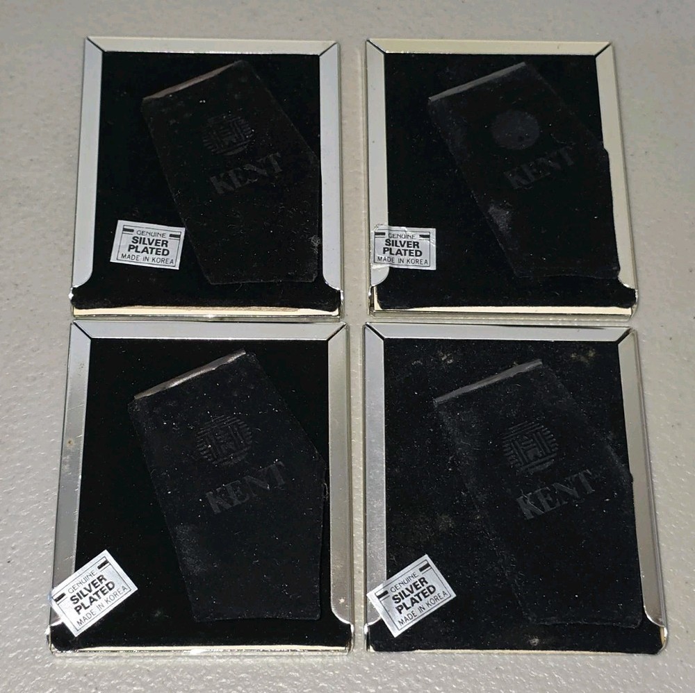 4 Vintage KENT Cigarettes Silver Plated Small Picture Frames Easel Back 2 Damage