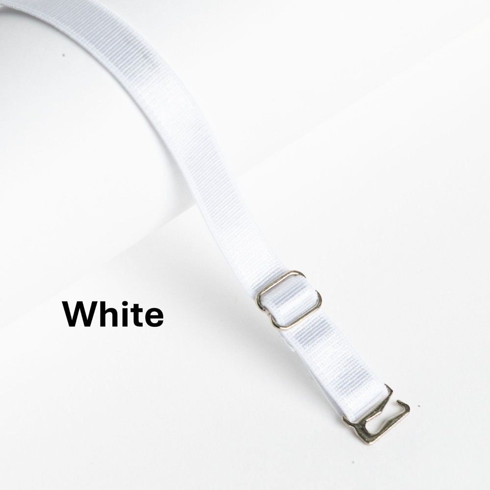 WHITE REPLACEMENT BRA STRAPS - ADJUSTABLE - 1CM WIDE