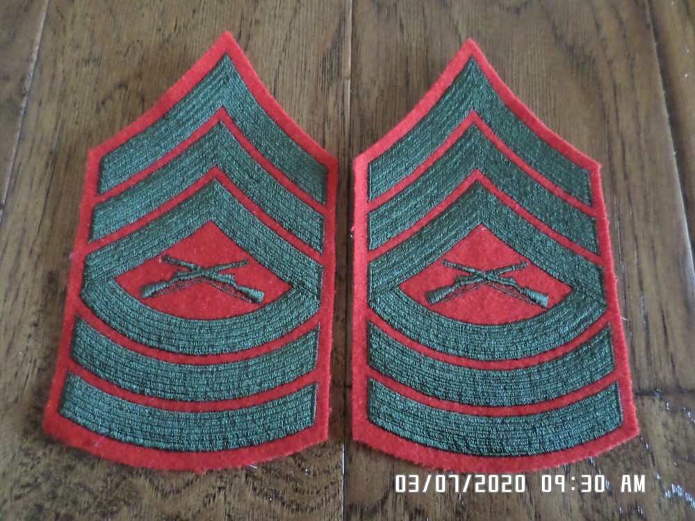 MARINE CORPS MASTER SERGEANT SHOULDER PATCHES SERVICE DRESS UNIFORM CHEVRON