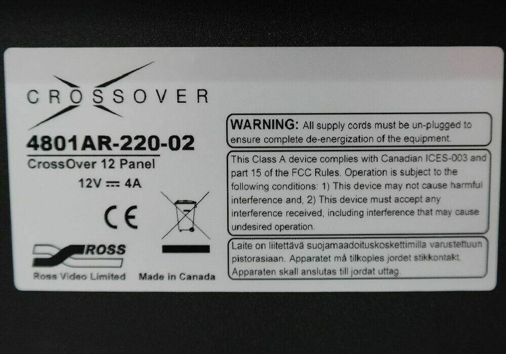 Ross CrossOver 12 Panel Switcher 4801AR-220-02