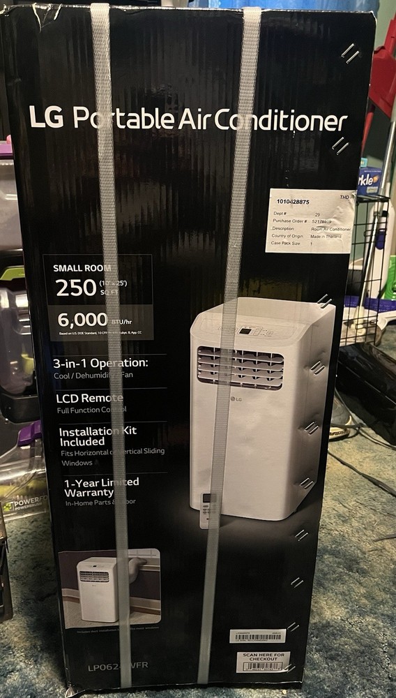 LG 6,000 BTU (SACC) / 8,765 BTU (ASHRAE) Portable Air Conditioner, LP0624WFR NEW