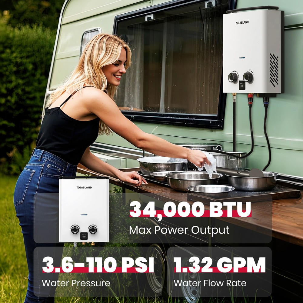 Portable Propane Tankless Water Heater Compact Outdoor Shower for Off-Grid Cabin