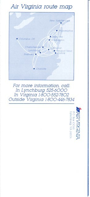 Air Virginia timetable 1984/01/15