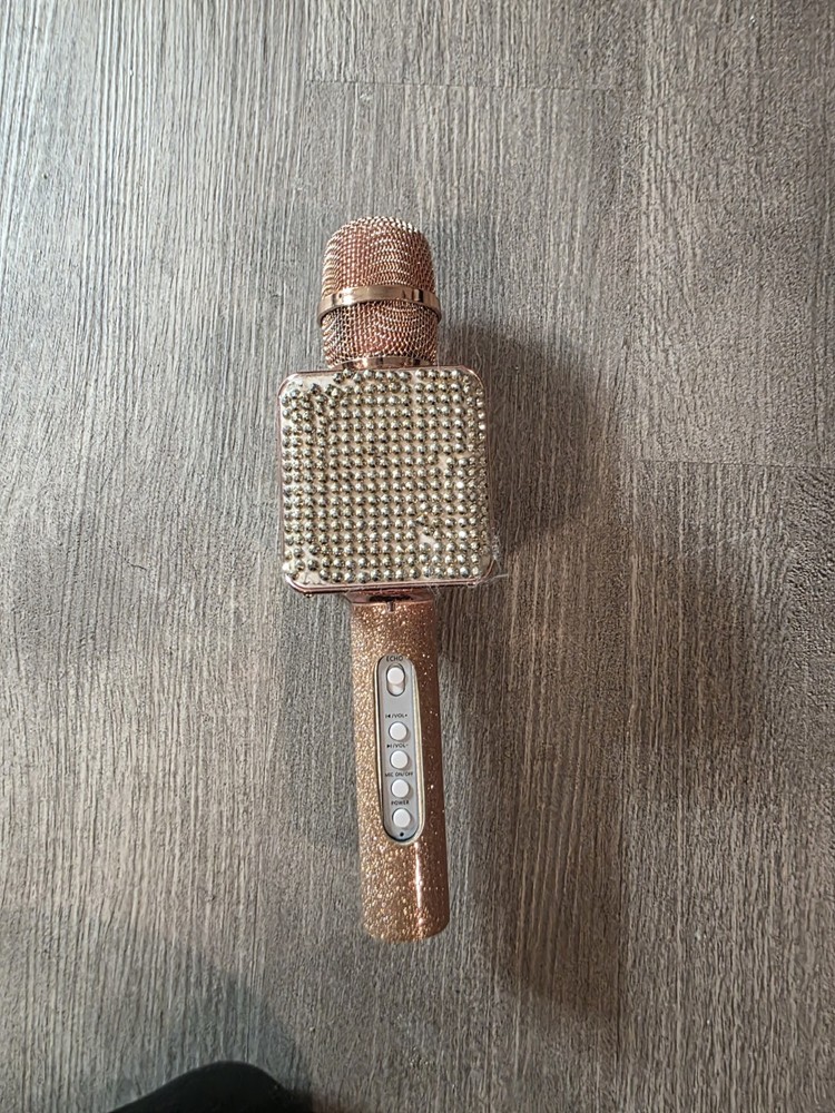 Gold Glitter Wireless Karaoke Microphone Handheld with USB Charging