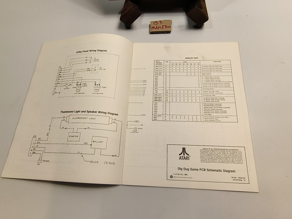 ATARI DIG DUG Game Operation Service Manual TM-203 & Schematic supplement