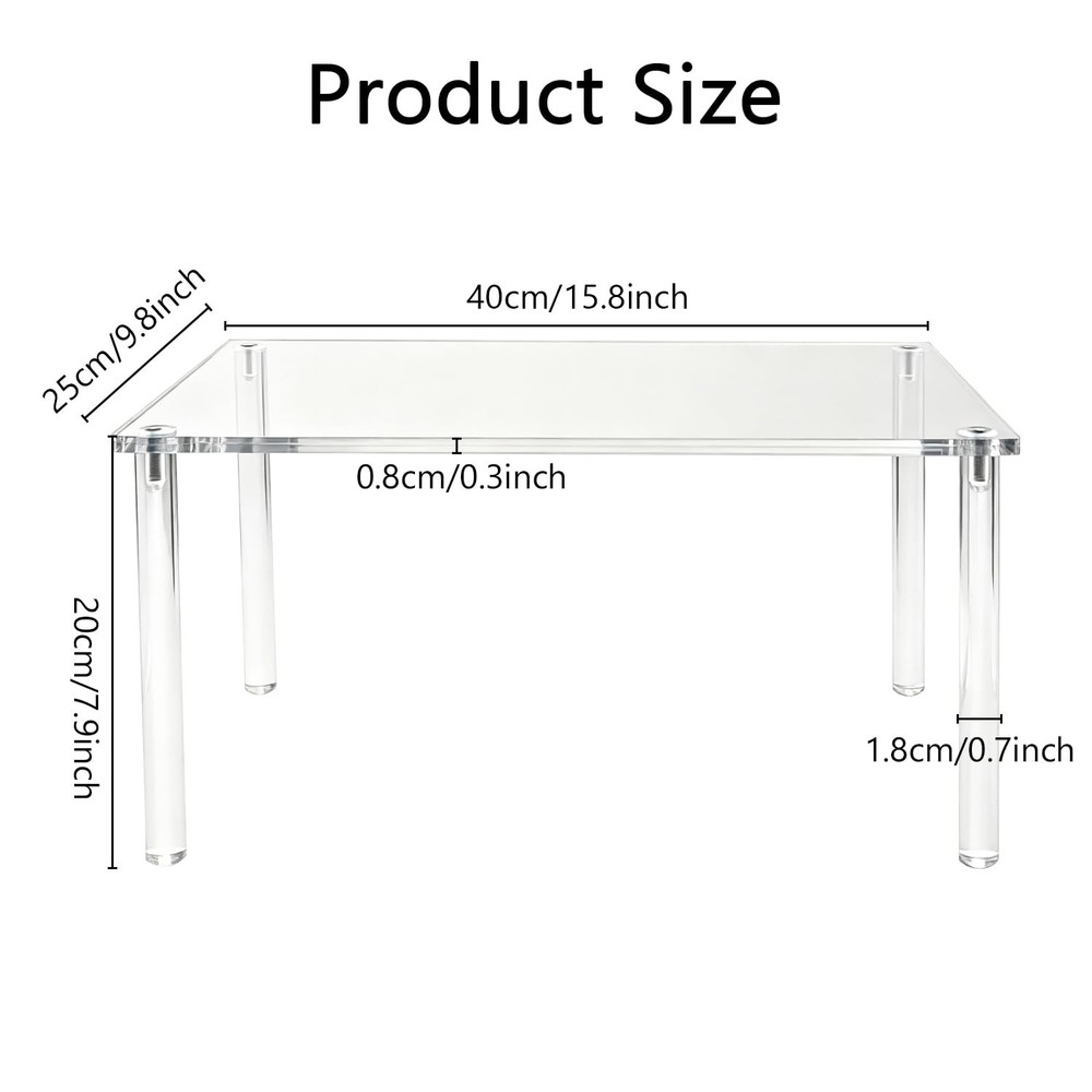 Extra Large 8mm Thick Acrylic Rectangular Display Risers 15.8×9.8×7.9 In Acry...