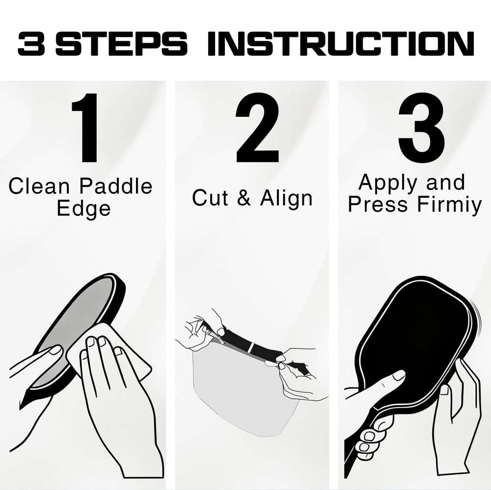 Pickleball Edge Guard Tape 3Pack for 19MM20MM Rackets, Easy Application