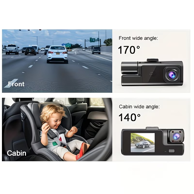 1080P Dual Dash Cam Front & Inside Car Camera IR Night Vision Loop Recording DVR