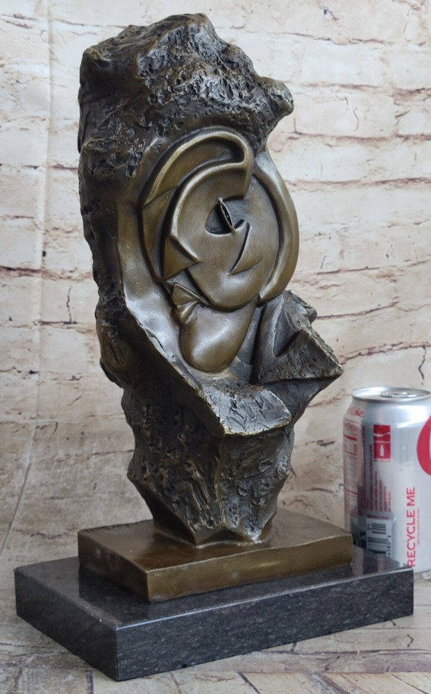 Lost Wax Method Classic Mid Century Face 100% Solid Bronze Sculpture Artwork