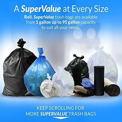 Reli. SuperValue 13 Gallon Trash Bags | Tall Assorted Sizes