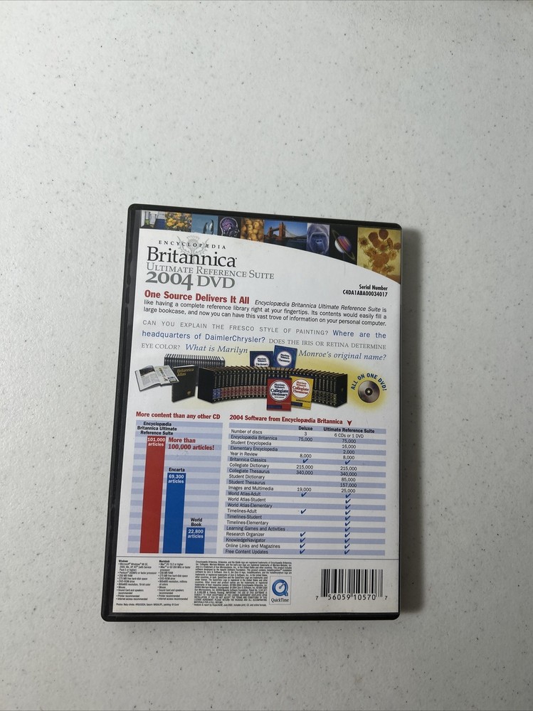 Encyclopedia Britannia Ultimate Reference Suite 2004 DVD