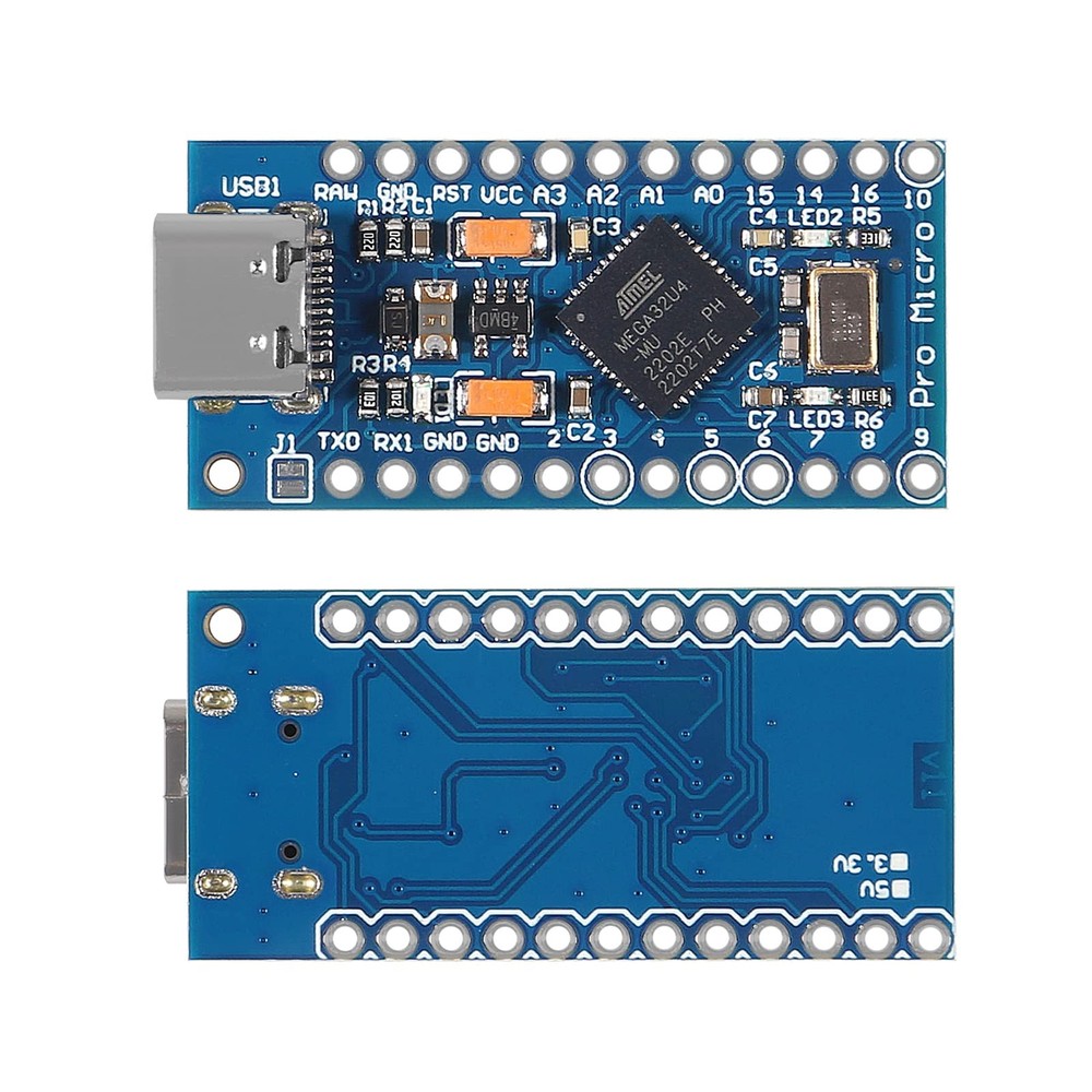 2 PCS Pro Micro ATmega32U4 5V 16MHz Type-C Development Module Board for Arduino
