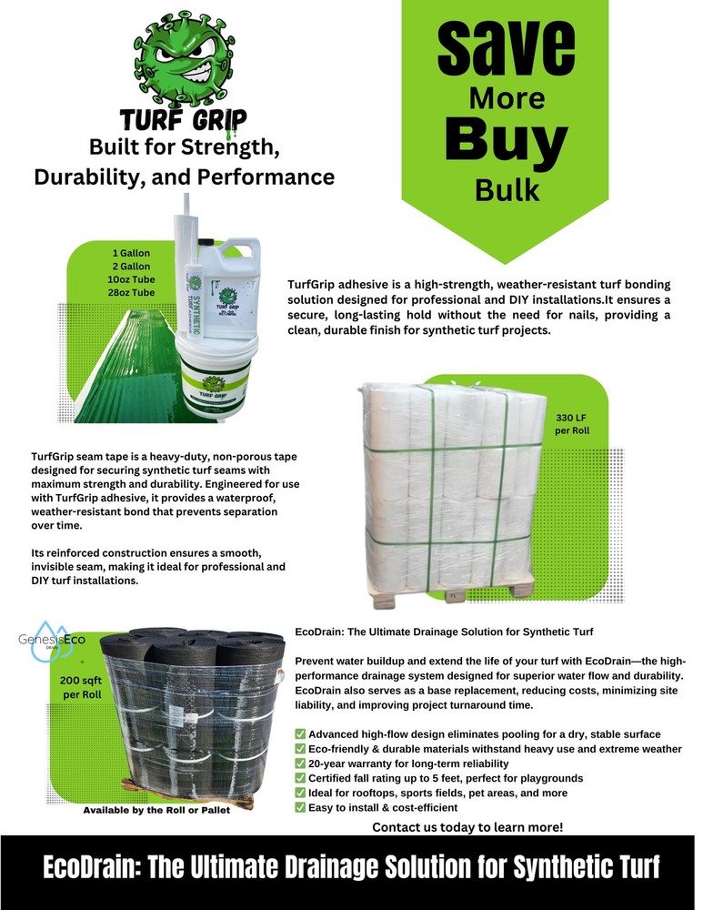 Genesis Eco Drain, Artificial Grass, Base replacement, Drainage System, Roll