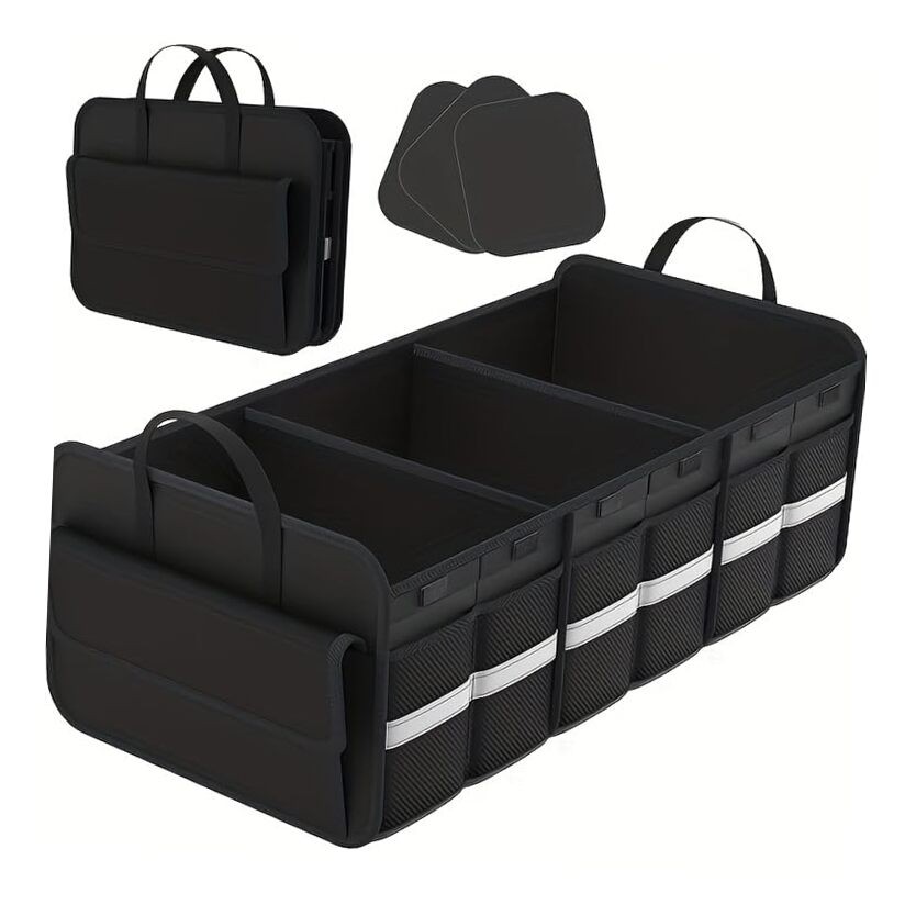 Car Trunk Organizer and Storage, 35.4" Large Foldable Cargo Black-35.4"