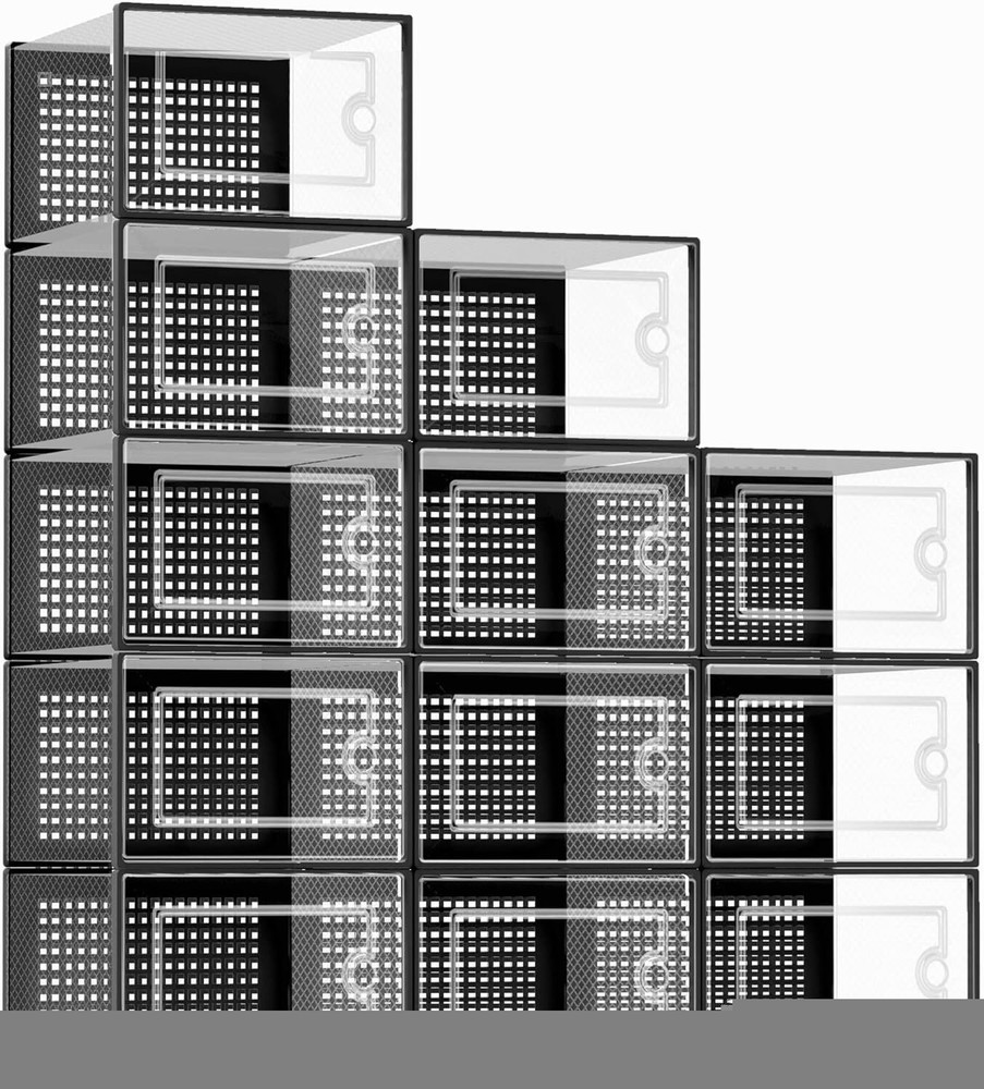 12 Pack Shoe Storage Box Organizer Clear Plastic Stackable Sneaker Container US