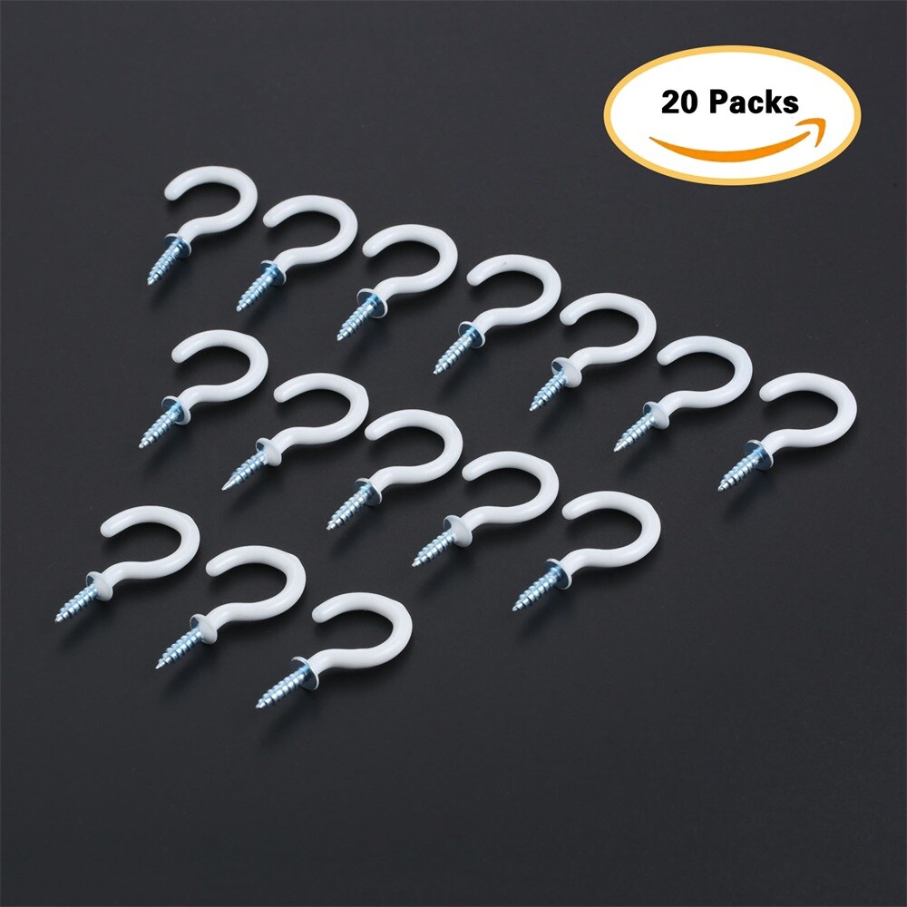 20/60Pcs 1.54" Strong Durable Vinyl Coated Ceiling Hooks Space-saving Hardware