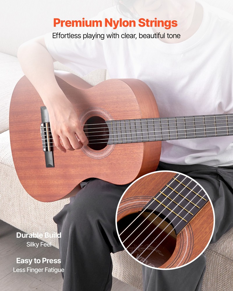 VEVOR Classical Guitar 36 in Guitar Beginner Starter Kit Nylon Strings Natural