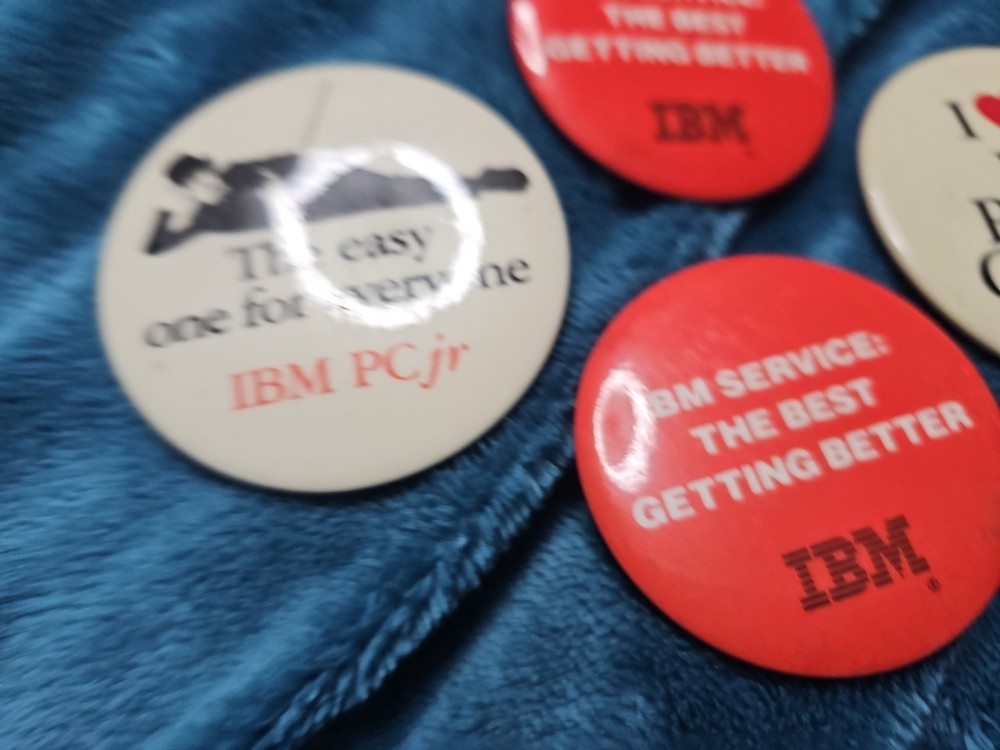 Vintage AI PCjr Personal Computer Service IBM Pinback Button Pin Classic