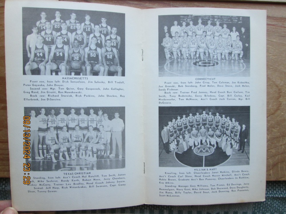 connecticut basketball official program December 28th 29th 1967