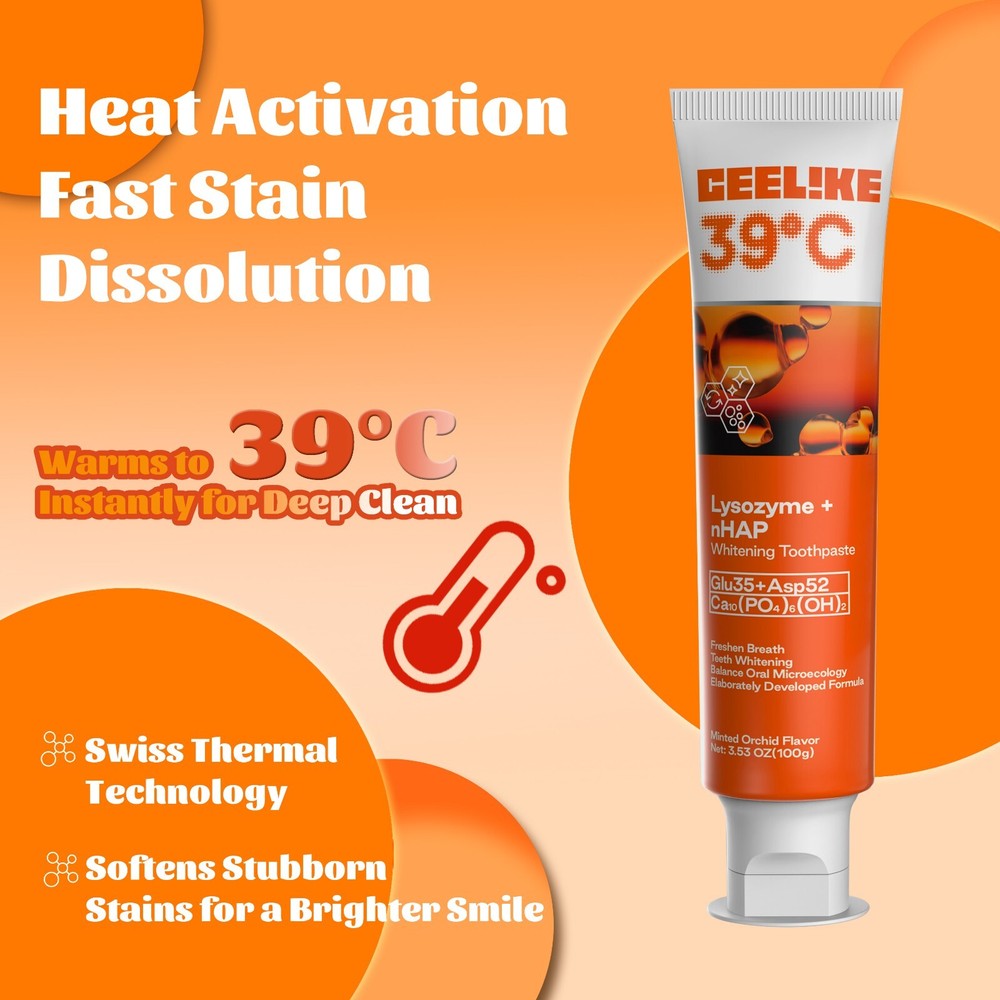 CEELIKE 39°C Lysozyme Toothpaste - Warm Sensation - 3 x 3.53 oz