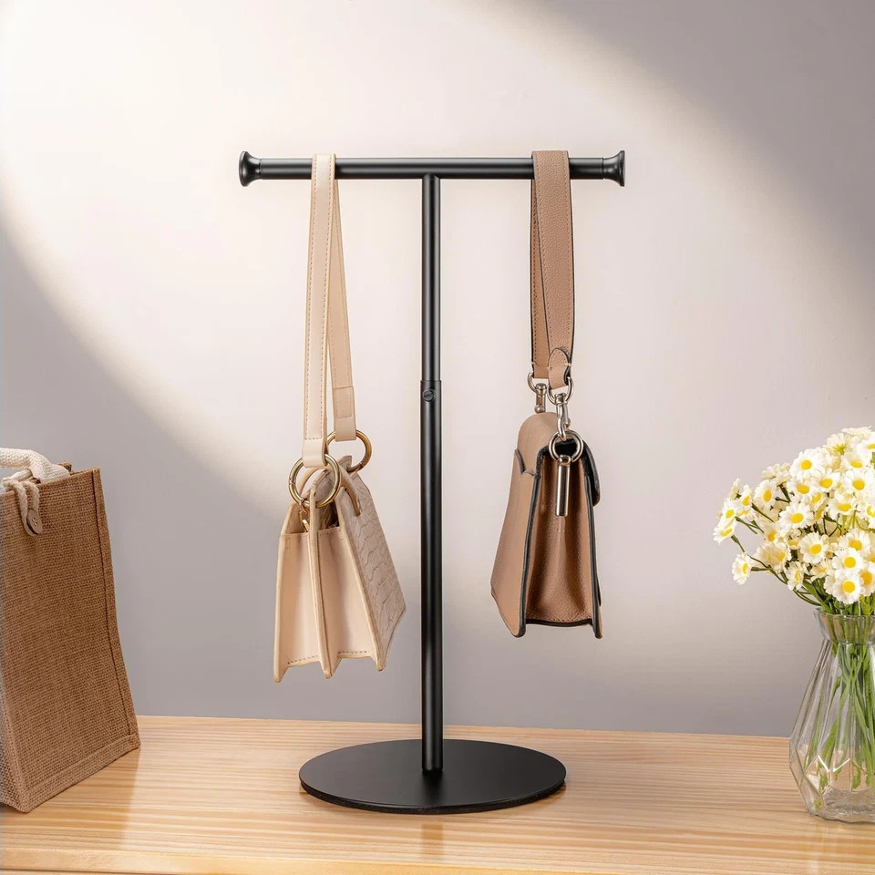 2 Pack T Bar Purse Display Stand Tabletop: Adjustable Height Handbag Holder, ...