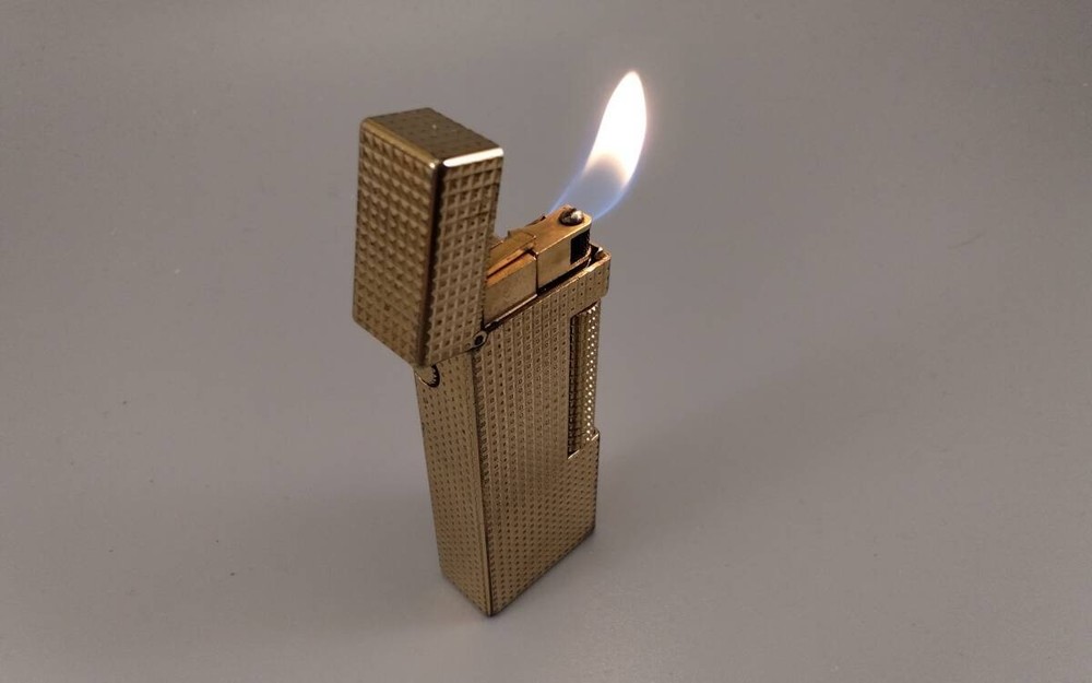 Dunhill Rollagas Transitional Gas Lighter, Custom Pipe, Gold Hob Nails, Working