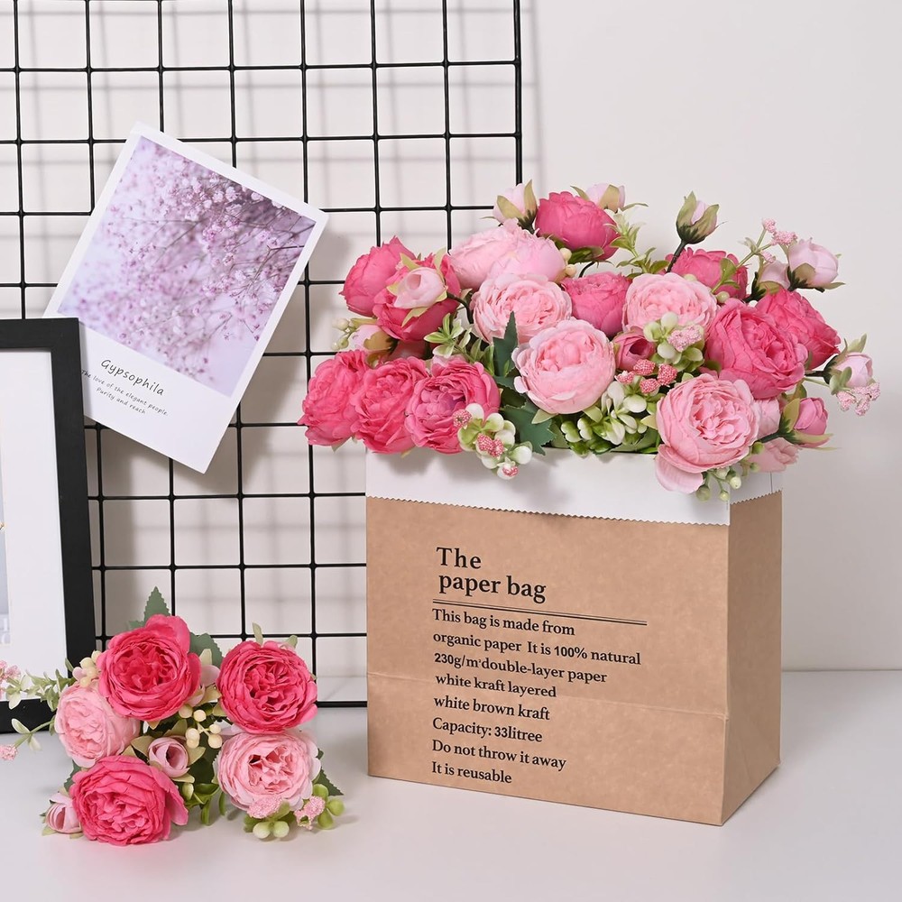 MARTINE MALL 2 Packs Peonies Artificial Flowers, Mixed Pink 2PCS,