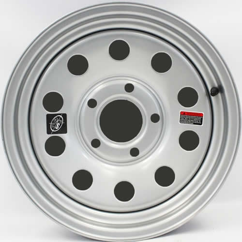 15" x 5" Silver Modular Trailer Wheel (5 on 5" bolt Circle)