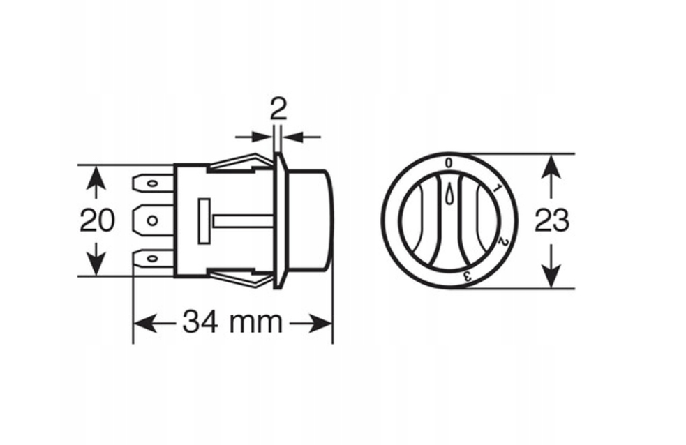 ROTARY SWITCH 12/24V 10A 4 POSITIONS LED